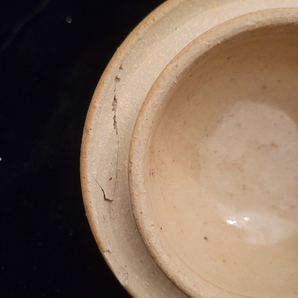 Pottery Ginger Jar with lid. Salt-glaze gray and blue Asian design. - Picture 6 of 7